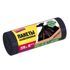 220л AV Пакеты для мусора Повышенная прочность ПВД 220л, 10шт, рулон, черные